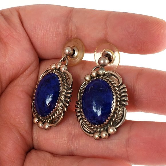 Sterling Silver Lapis Lazuli Earrings - Picture 4 of 6